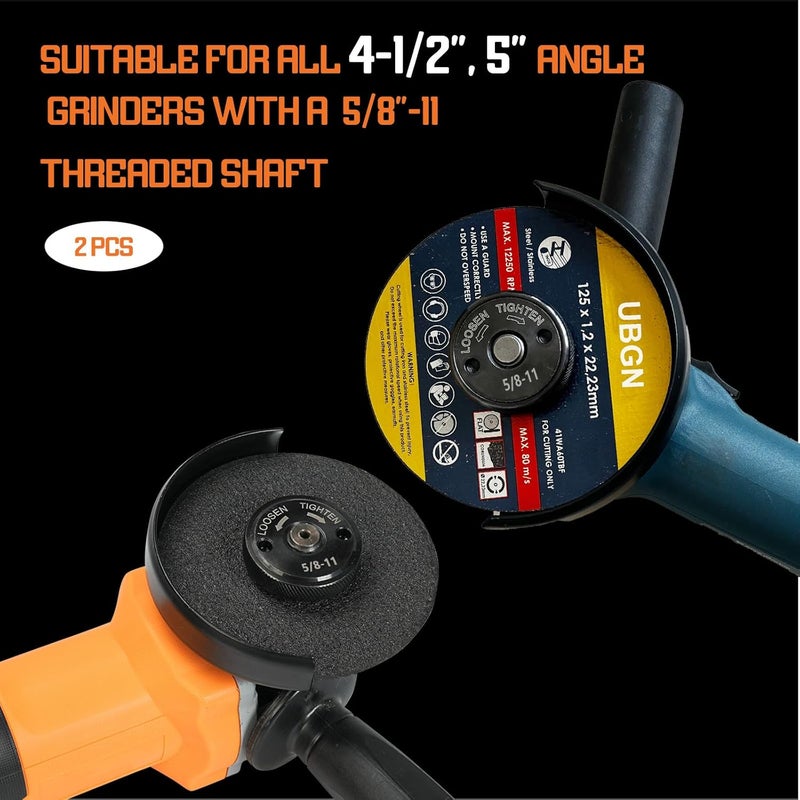 UBGN 5/8-11 Nuts for Angle Grinder 4.5" and 5" No Wrench Required, 2PCS Self Locking Flange Nuts Metal Lock Grinder Knurled Arbor Nut - Image 3